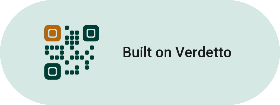 The Built on Verdetto badge for light grounds