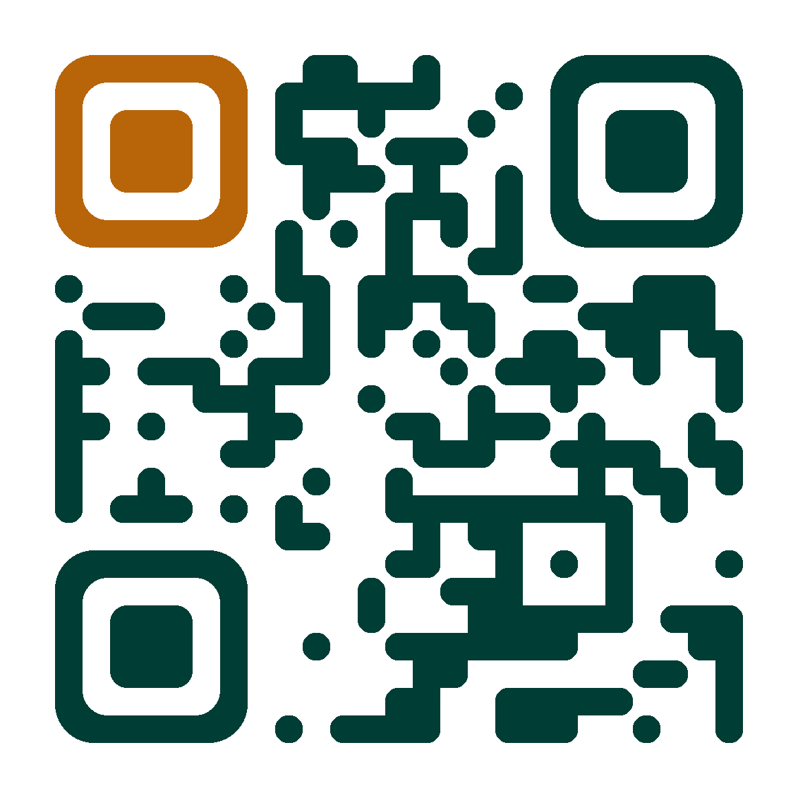 The Verdetto code: rounded runs, rounded finder rings, the amber top-left eye